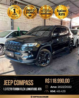 JEEP COMPASS 1.3 T270 TURBO FLEX LONGITUDE AT6